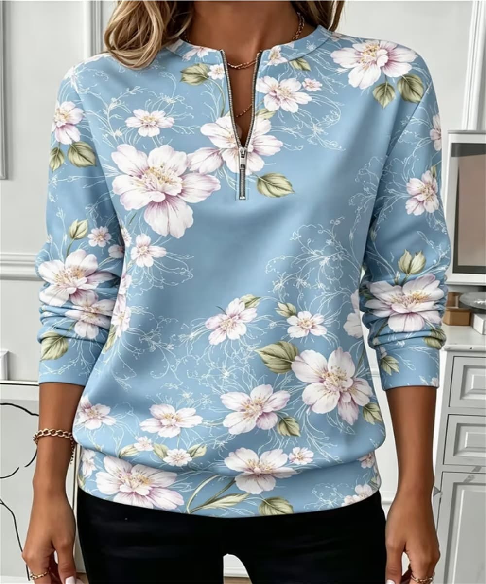 Women Half Zip Long Sleeve Sweatshirt, Wavy Stripe Heart Star Print Casual Pullover Top