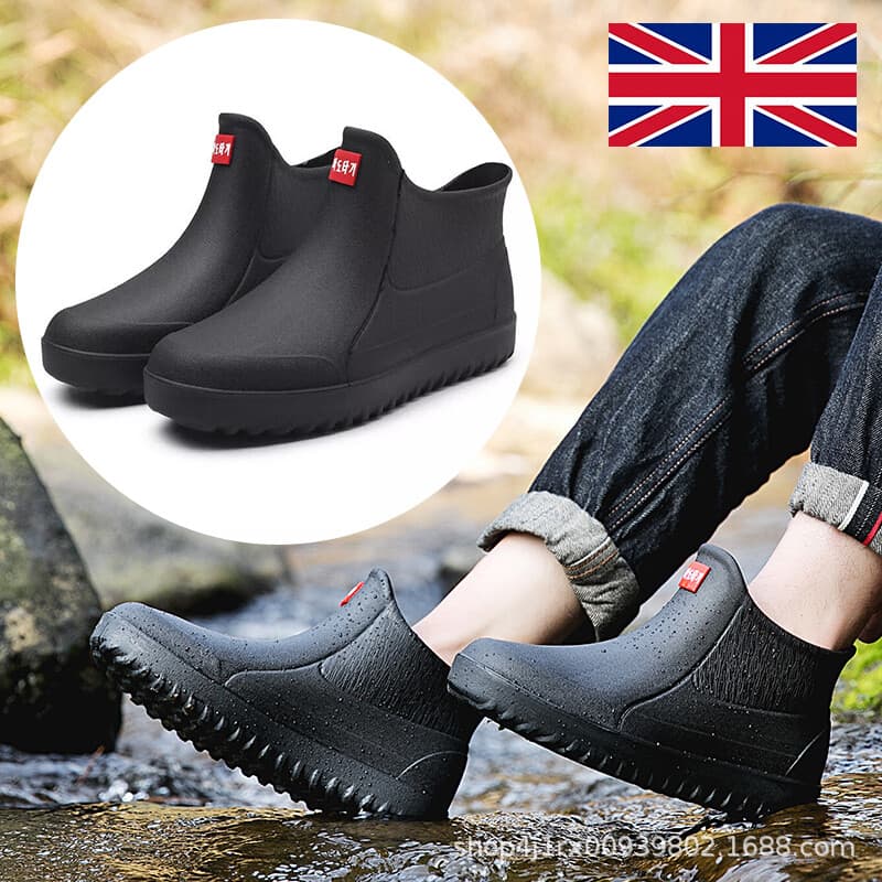 Mens Wellington Rain Boots Garden Outdoor Wellies Boots Short Ankle Shoes Size