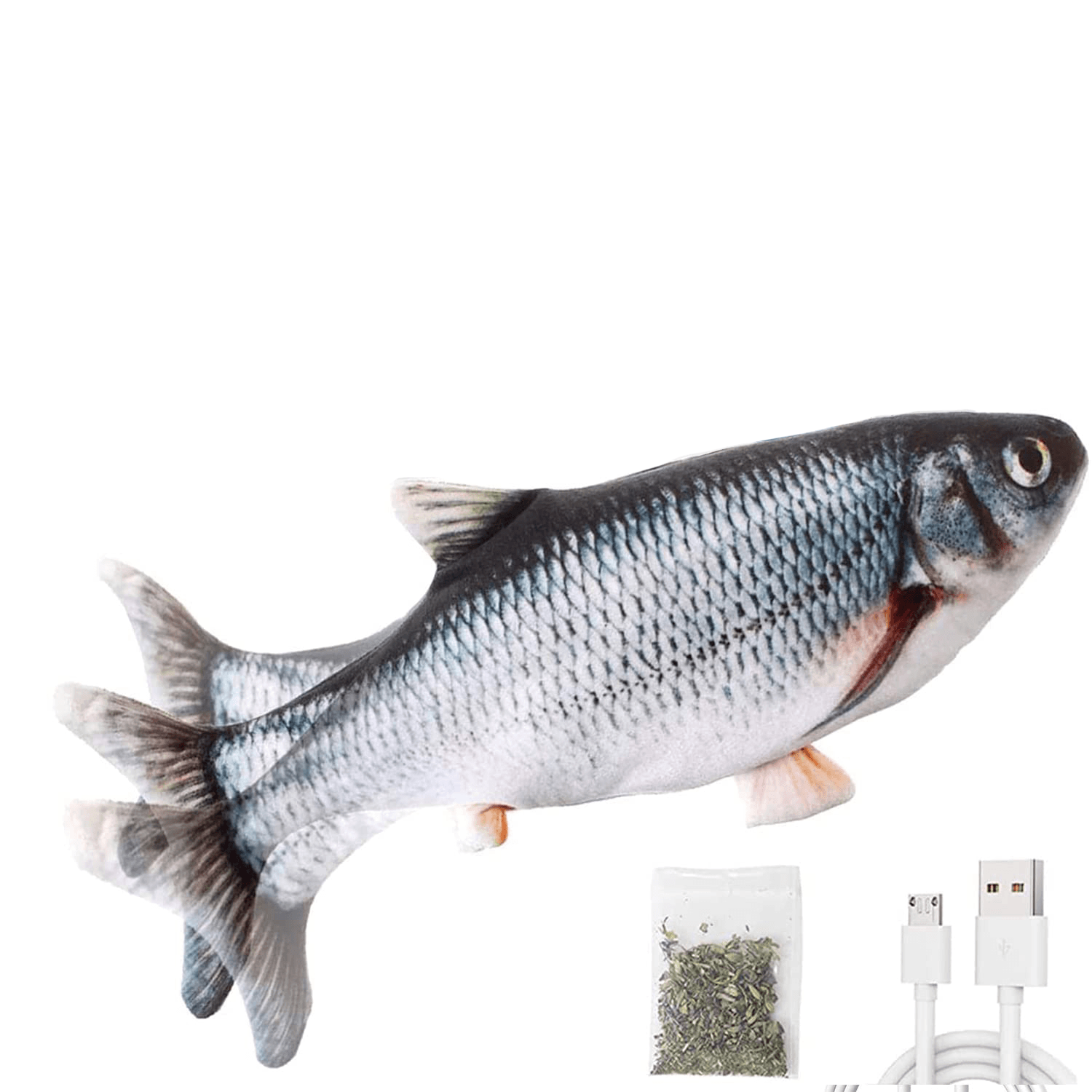Cat Toys Flopping Fish With Catnip, Moving Kitten Kicker, Floppy Wiggle Carp For Small Dogs, Interactive Motion Kitty Exercise, 10.5 Inches