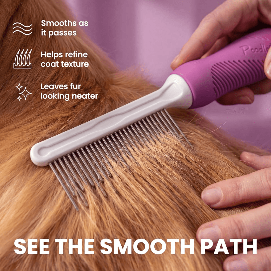 Pet Comb With Long Short Stainless Steel Teeth For Removing Matted Fur, Knots Tangles Detangler Tool Accessories For