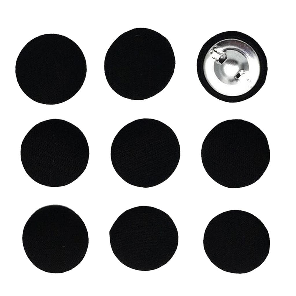 10pcs Cotton Fabric Covered Buttons Sewing Accessories For Garment Black