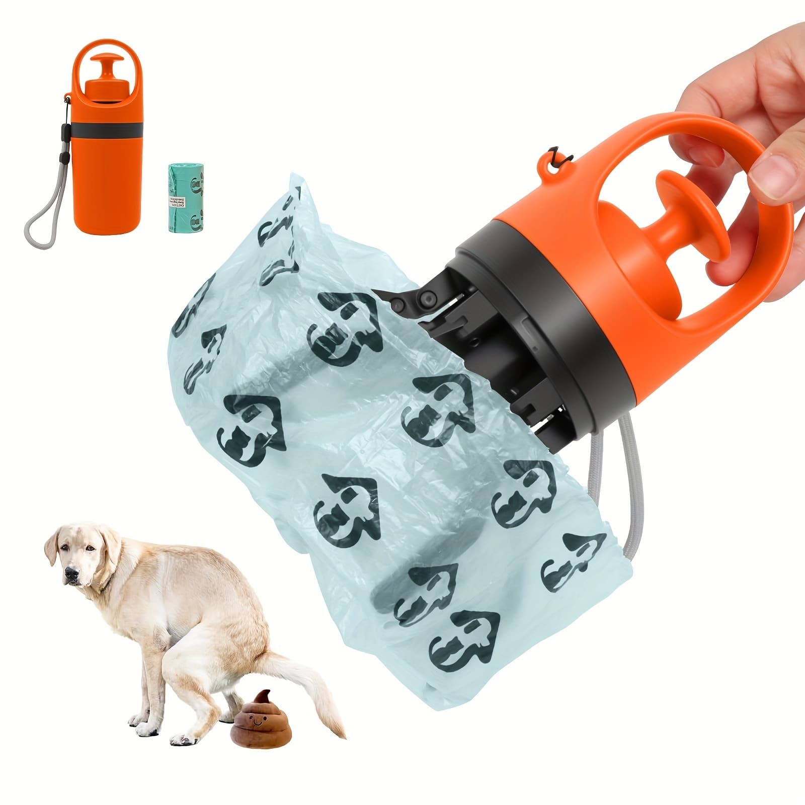 Portable 6-Claw Pet Poop Scooper With Built-in Bag Dispenser