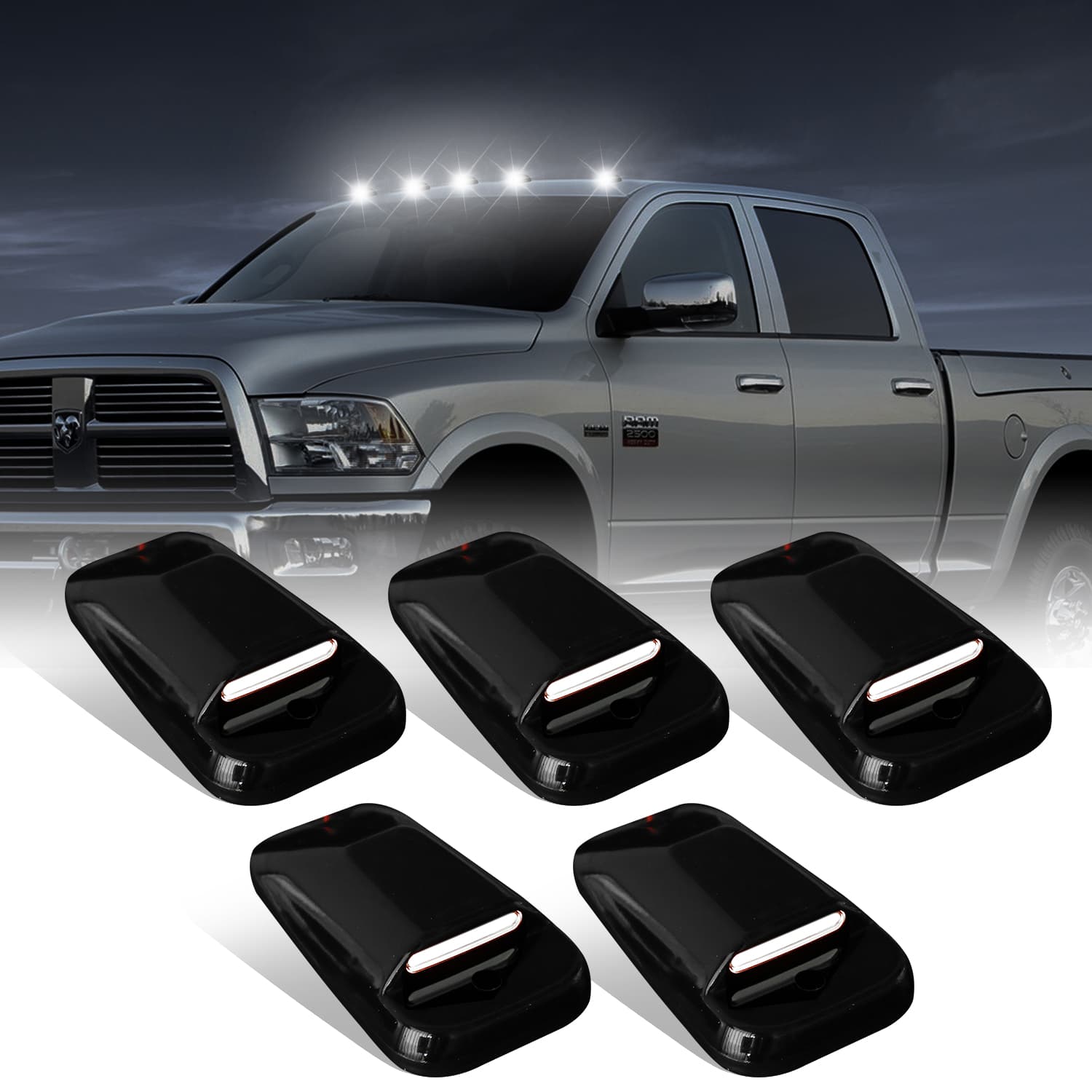 For-03-18 Dodge Ram 1500 2500 3500 Truck White LED Cab Roof Marker Running Light