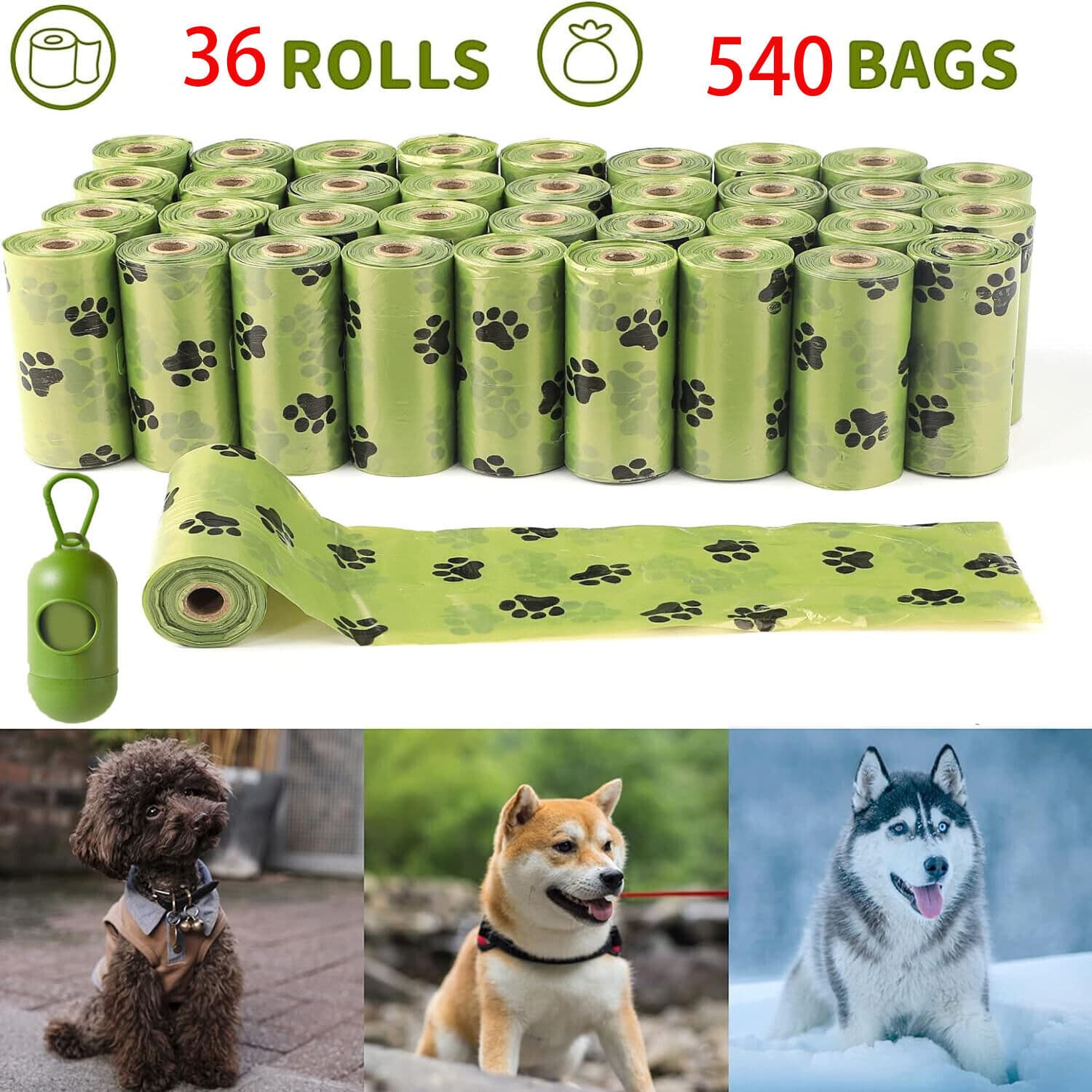 540 Bags High Quality Heavy Duty Large Degradable Dog Poo Bags Eco Poo Waste