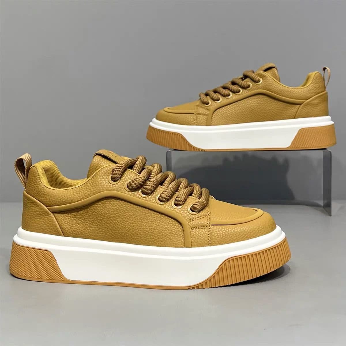 Men's Trendy Light Luxury Low-top White Skate Shoes, Spring Platform Non-slip Soft Sole Casual Sneakers For Students Teenagers