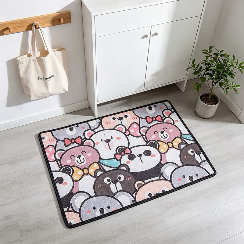 1pc Cartoon Cute Loop Pile Print Door Mat, Indoor Entrance Rug For Entryway Decoration