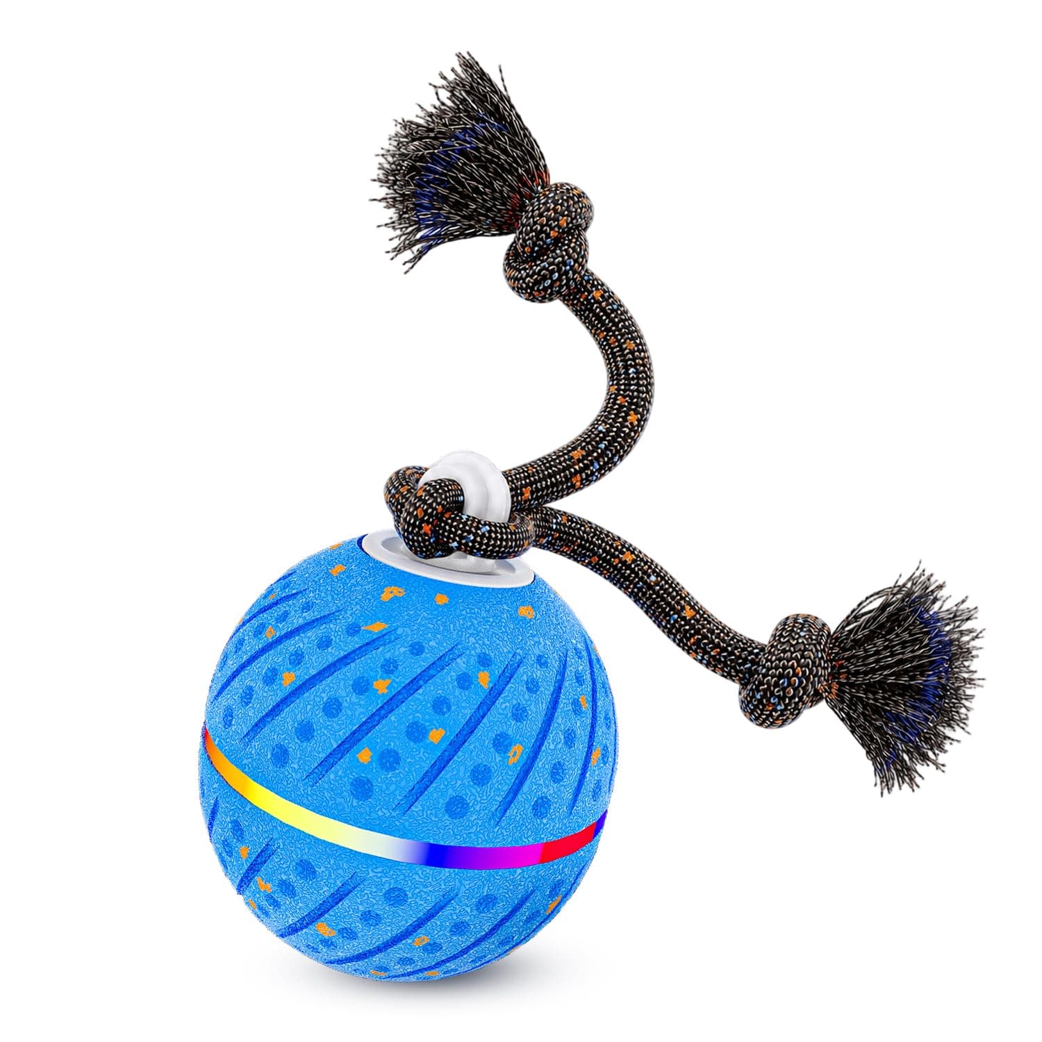 Smart Interactive Dog Toys Ball For Aggressive Chewers Medium Large,E-TPU Auto-Moving & Bouncing Ball, 2 Modes With RGB Lights & Bird Sounds,Bite-Resistant Rope, IP54 Waterproof, Type-C Fast Charge