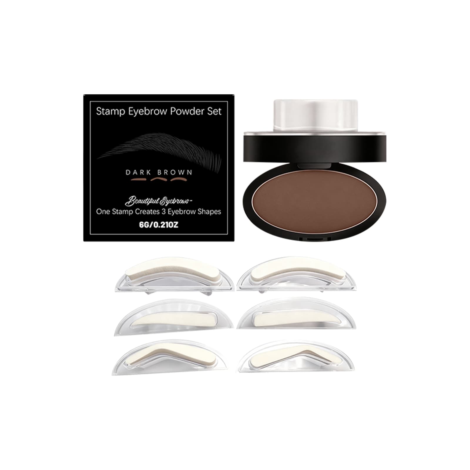 Waterproof Seal Eyebrow Powder Set Dark Brown 6g-box