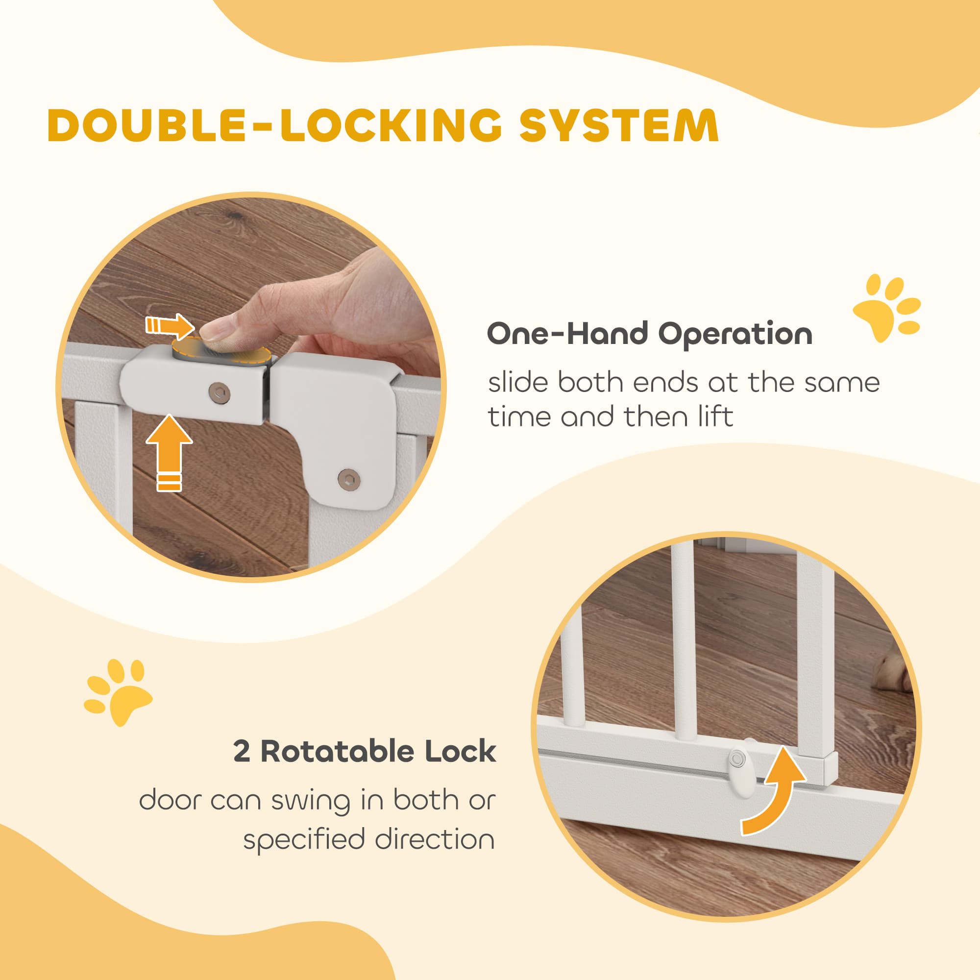 Ultra Wide Pet Safety Door With Door Pressure Device, Suitable For Doorways, Corridors, Stairs - White