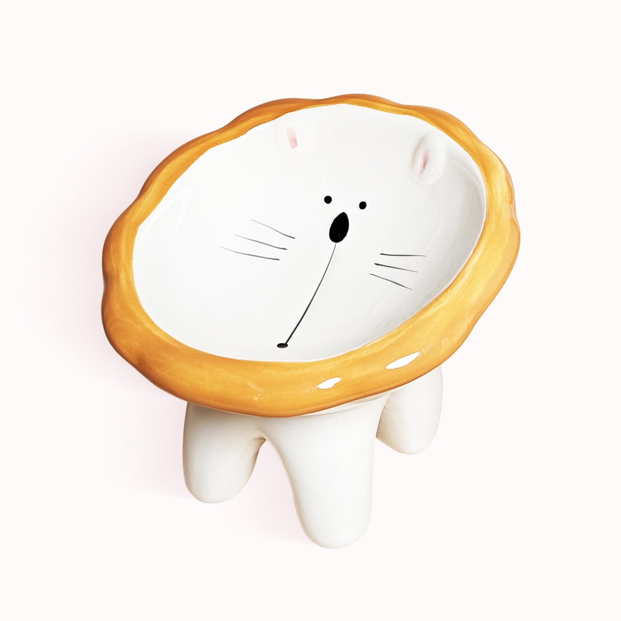 Cute Highland Cow Design Elevated Cat Bowl,Catoon Animal Dish  Tilted Ceramic Pet Food Dish, Anti-Vomit For Cats Dogs, Wide Mouth, Holds 150g Kibble