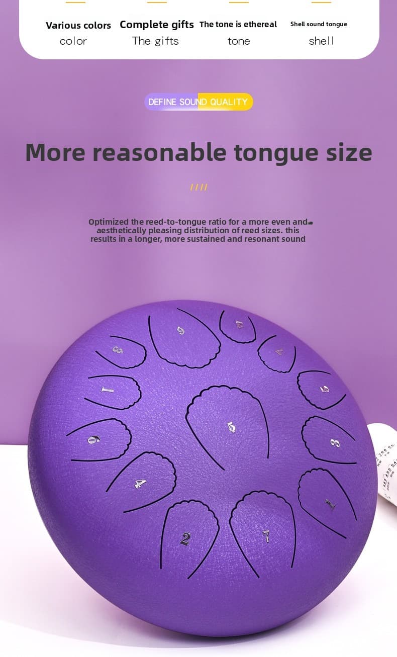 12-inch 13-tone Steel Tongue Drum, Shell Style