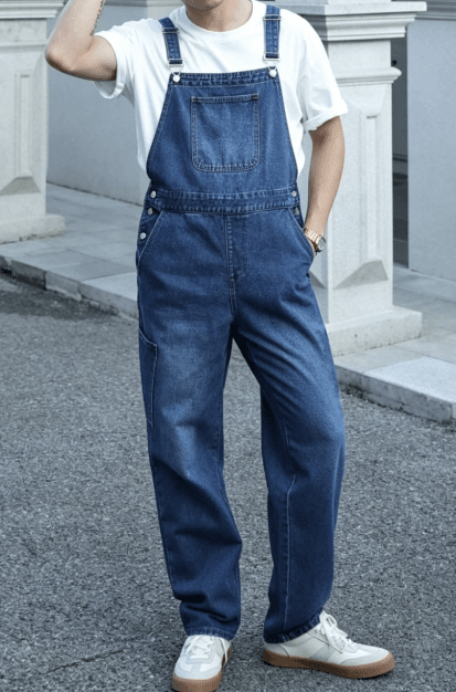 Mens Blue Jean Overalls Relaxed Fit Denim Bib Dungarees Casual Vintage Workwear US Warehouse Stock