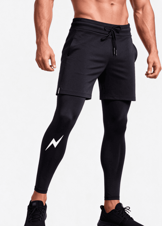 Cross-Border Fake Two-Piece Sports Tights For Men, Autumn Elastic Quick-Dry Fitness Pants, Training Basketball Running Pants, Amazon