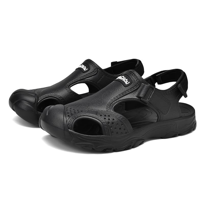 New Plus Size Men's Closed Toe Outdoor Sandals, Fashion Anti-slip Collision-proof Quick Dry Water Shoes For Beach & Wading