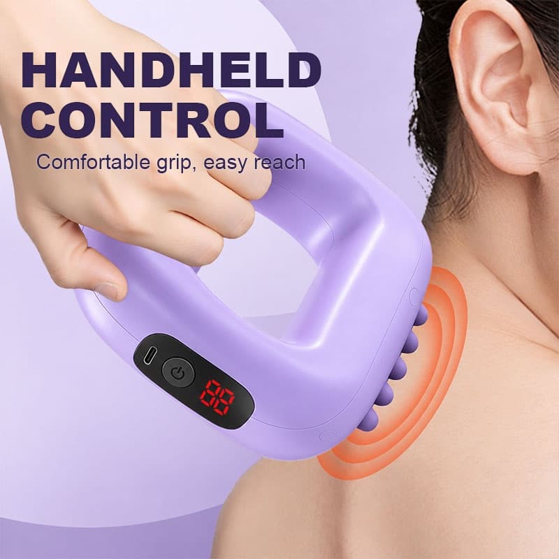Electric Fascia Ring Massager Heat 3 Modes 5 Levels Rechargeable USB-C Purple