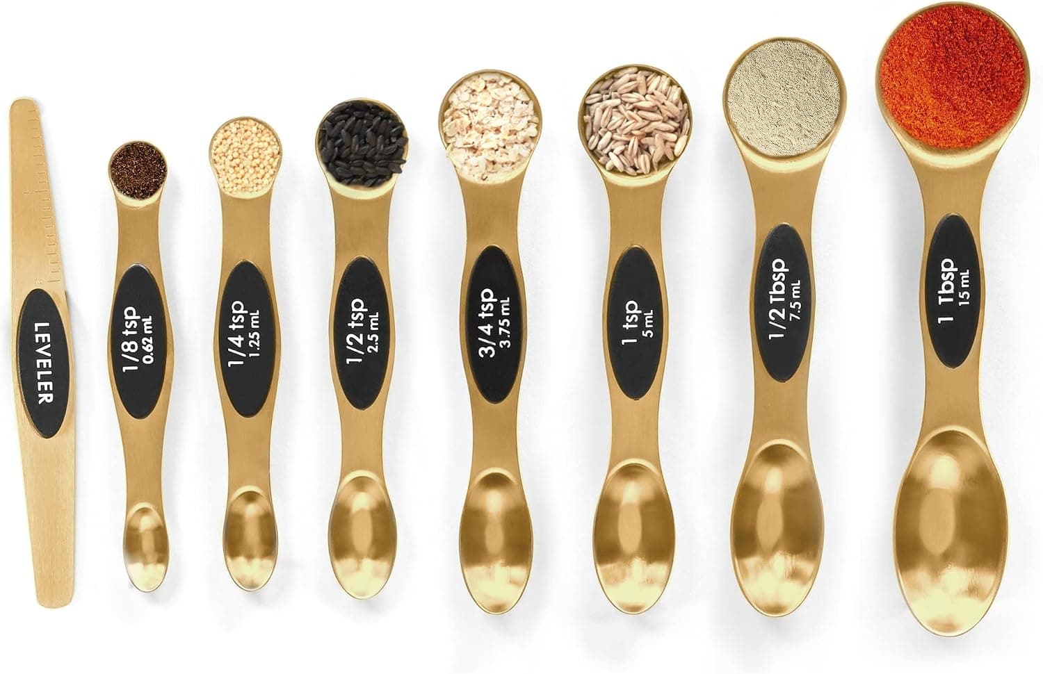 Magnetic Measuring Spoons Set, Stainless Steel Stackable Measuring Spoons With Leveler For Baking, Cooking, Spice Jars & Kitchen Use