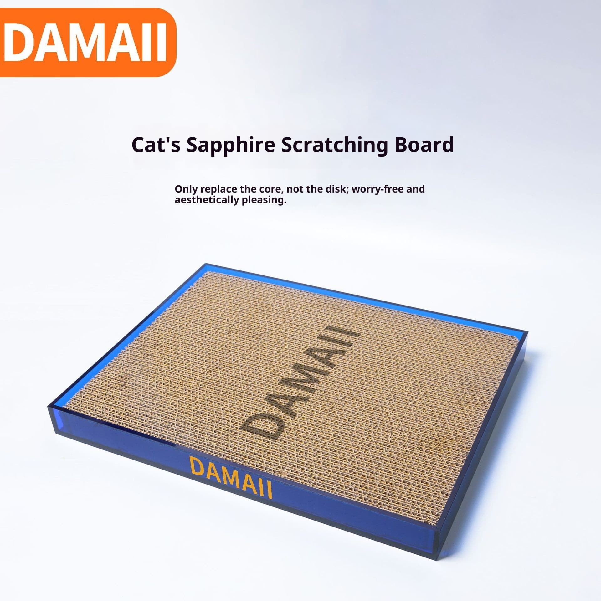 Clear Acrylic Cat Scratcher Board With Replaceable Core, Wear-Resistant & Low-Shedding.