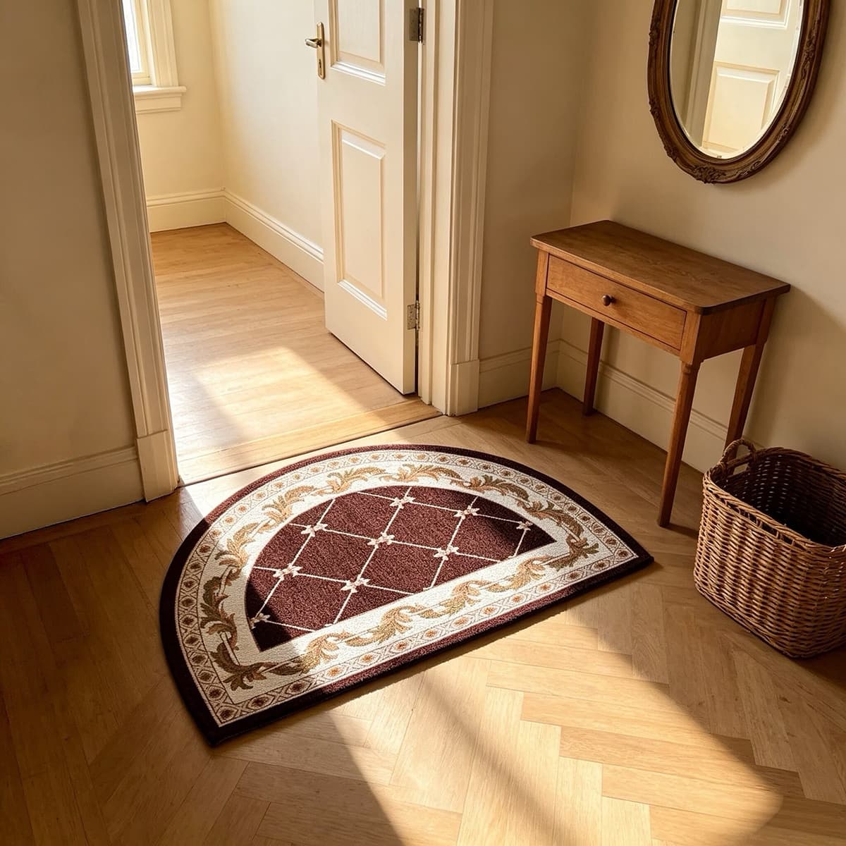 1pc Vintage European Style Semicircle Floor Mat