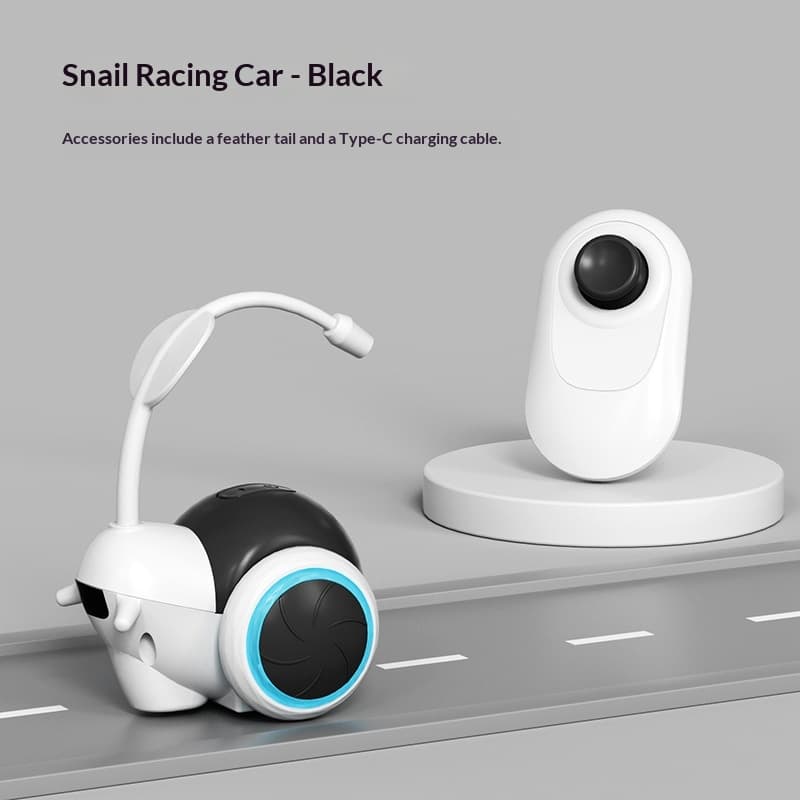 Cat Toy Self-Entertainment Teaser Stick, Smart Cat Toy, Electric Snail Racing Car, Lazy Cat Teaser Stick With Feathers