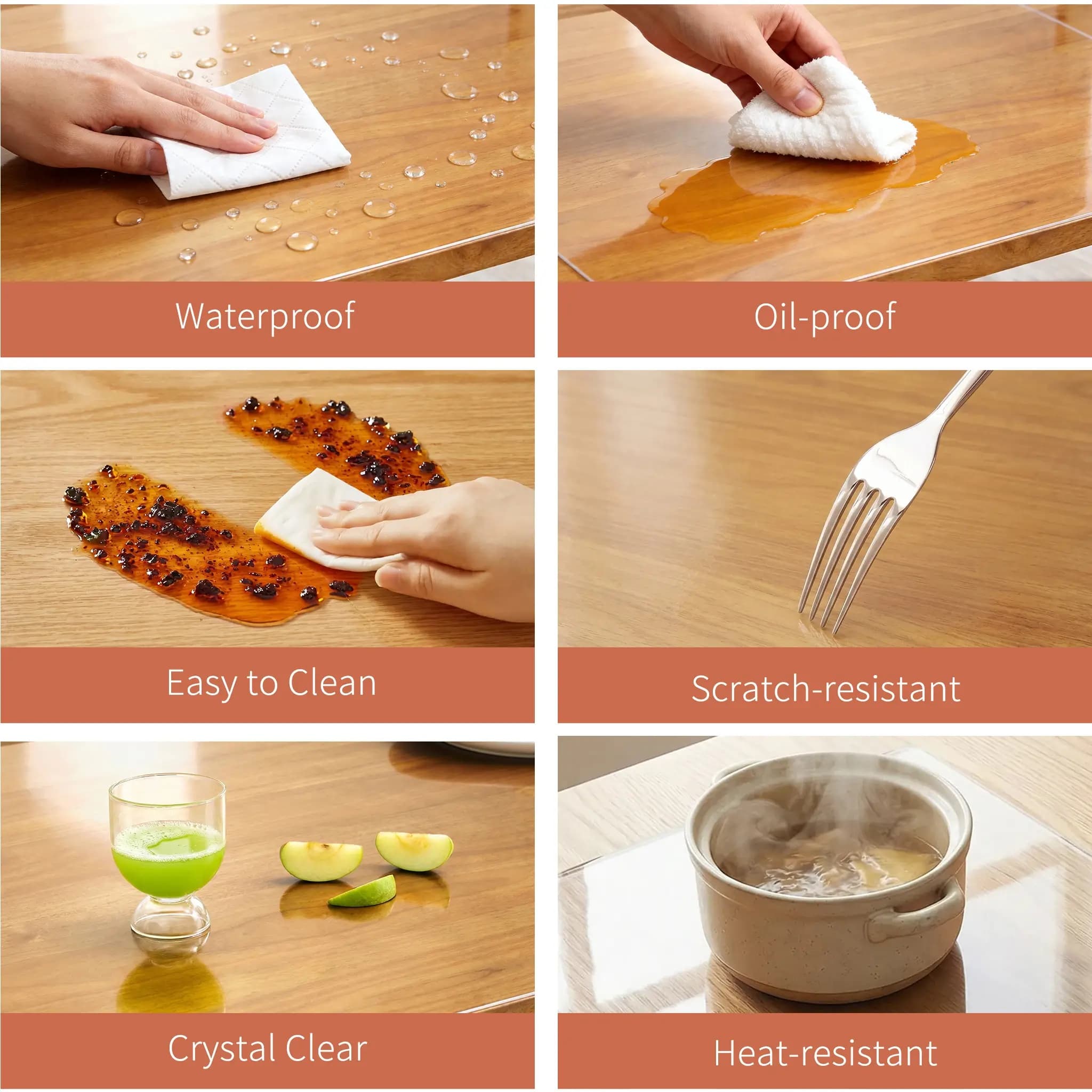 Table Cover 48x71Inch 1.5 Mm Thick Clear Desk Protector Rectangle PVC Desk Mat Waterproof & Easy Cleaning Desk