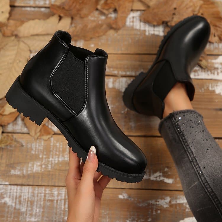 Women's Ankle Martin Boots, 2026 New Spring & Autumn Round Toe Mid Block Heel Elastic Ankle Boots