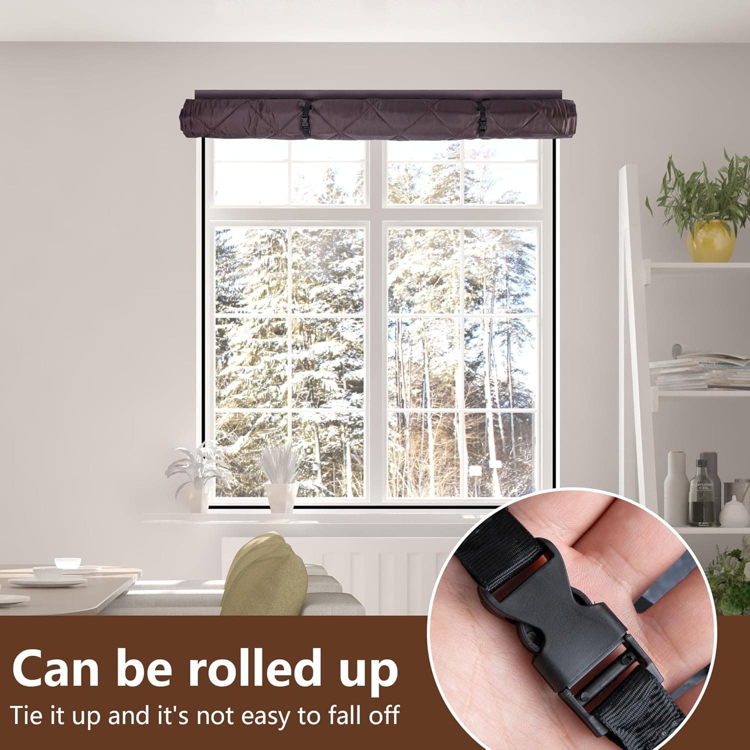 Rollable Magnetic Cotton Insulated Door Curtain, Block Outdoor Cold Wind Lock Indoor Heat, Thick Oxford Windproof Door Drape For Yard Home Entrance Winter Reduce Heating Cost