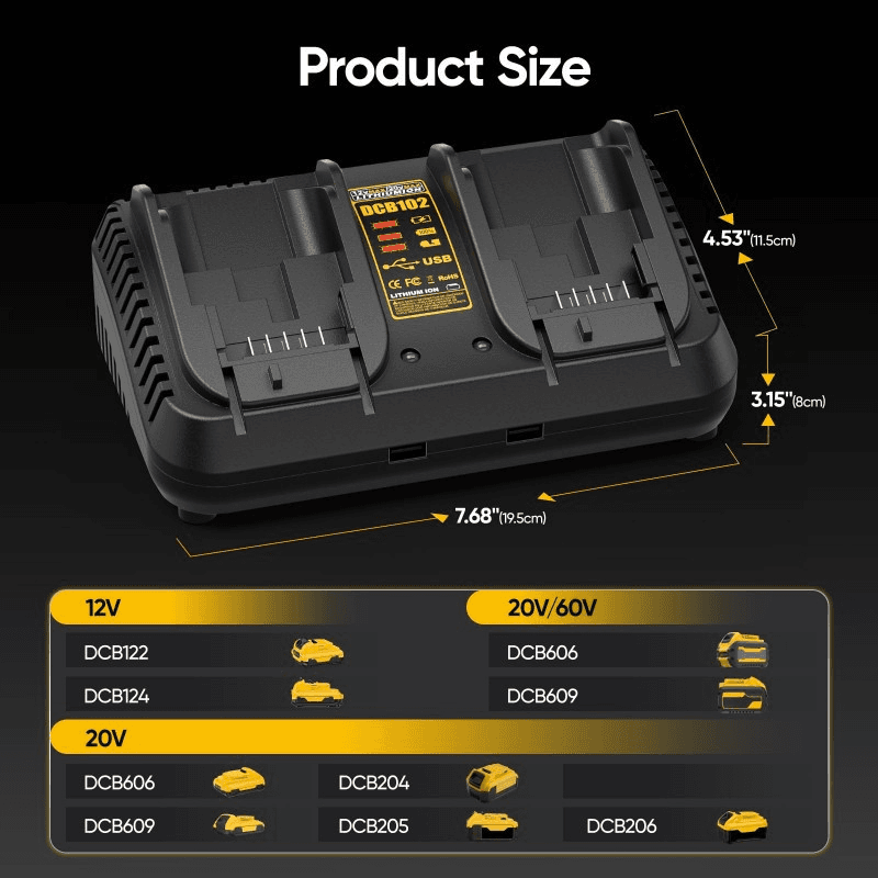 Dual-port Fast Charger, 2-in-1