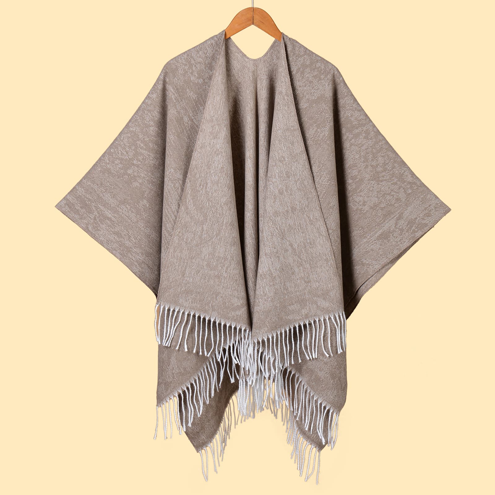 Women's Solid Color Tassel Thick Warm Split Large Shawl, Minimalist All-Match Elegant Outerwear