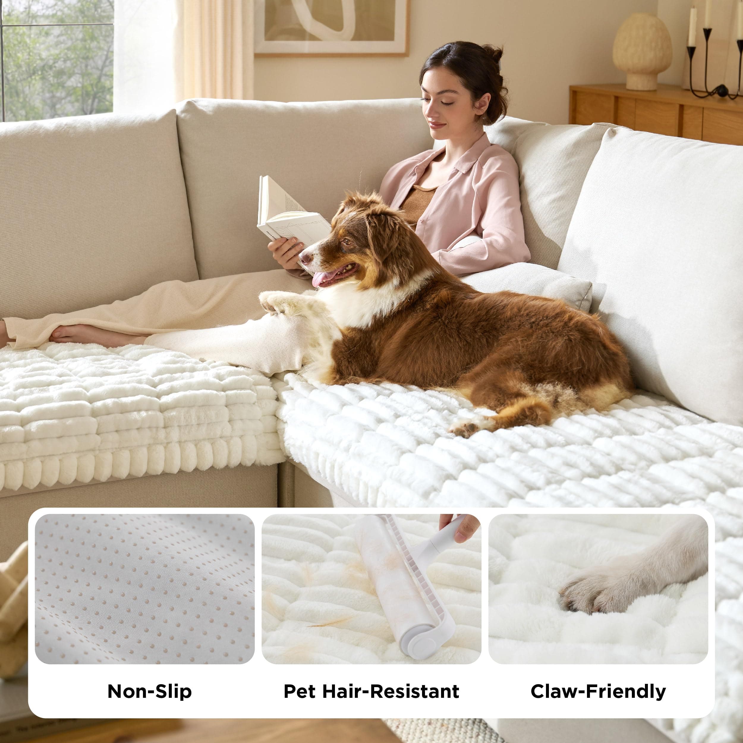 Couch Covers For Dogs, Non-Slip Sofa Covers For Pets Thick Quilted Padding, Ultra-Soft Corduroy Flannel, Machine Washable