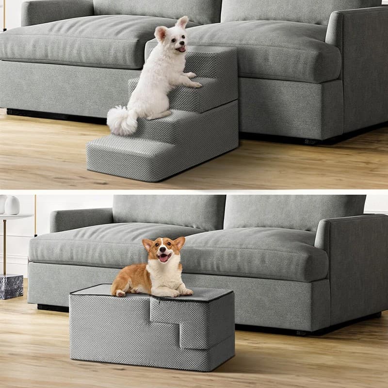 Dog Stairs Pet 4 Steps For Bed Sofa Cats Ladder Ramp With Removable Cover