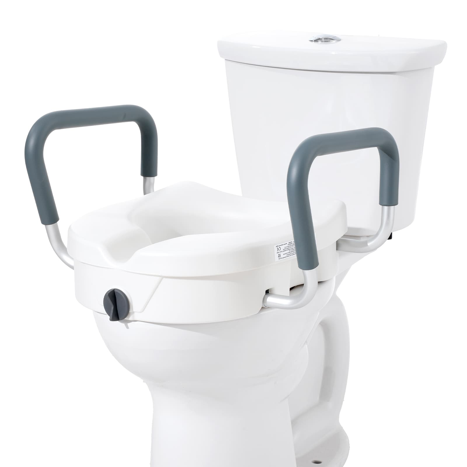 Raised Toilet Seat, 5" Height Raised, 350 lbs Weight Capacity, for Round and Elongated Toilet, Twist Lock Installation,19.1" - 21.7" Adjustable Width, for Elderly, Handicap, Patient, Pregnant, M