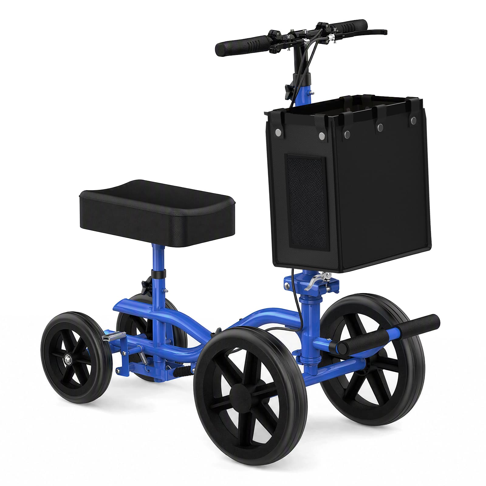 Knee Scooter for Adults, Foldable Knee Walker with 10" All-Terrain Wheels, Footrest, Bag & Cup Holder, 300 lbs Capacity