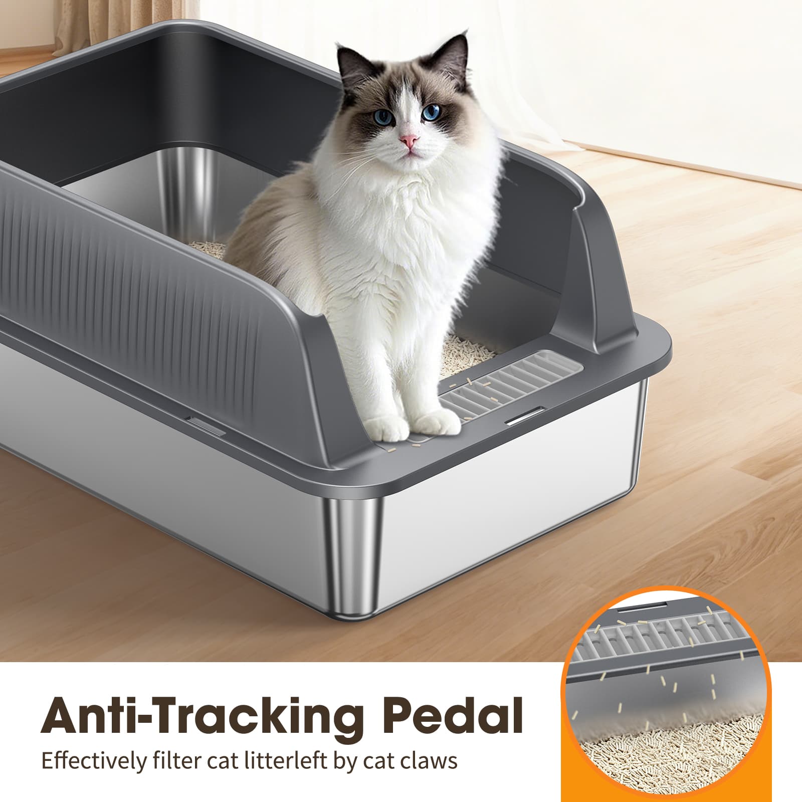 STAINLESS STEEL CAT LITTER BOX