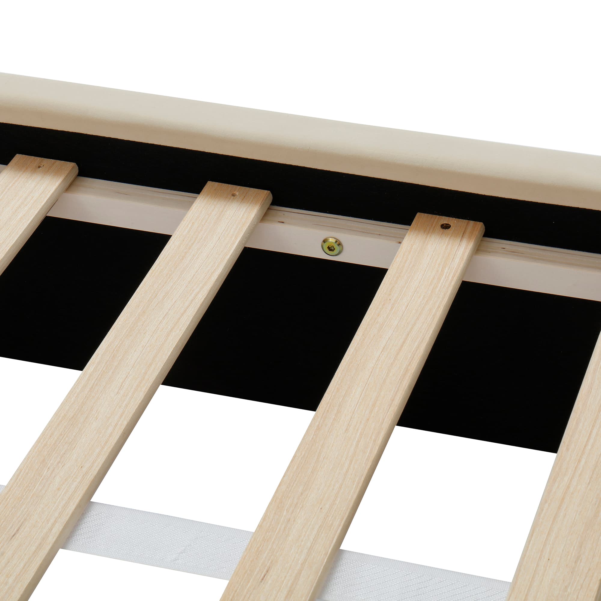 Queen Size Upholstered Platform Bed Frame with Dual Cat Caves, LED Lighted Pet Nests at Footboard, Beige