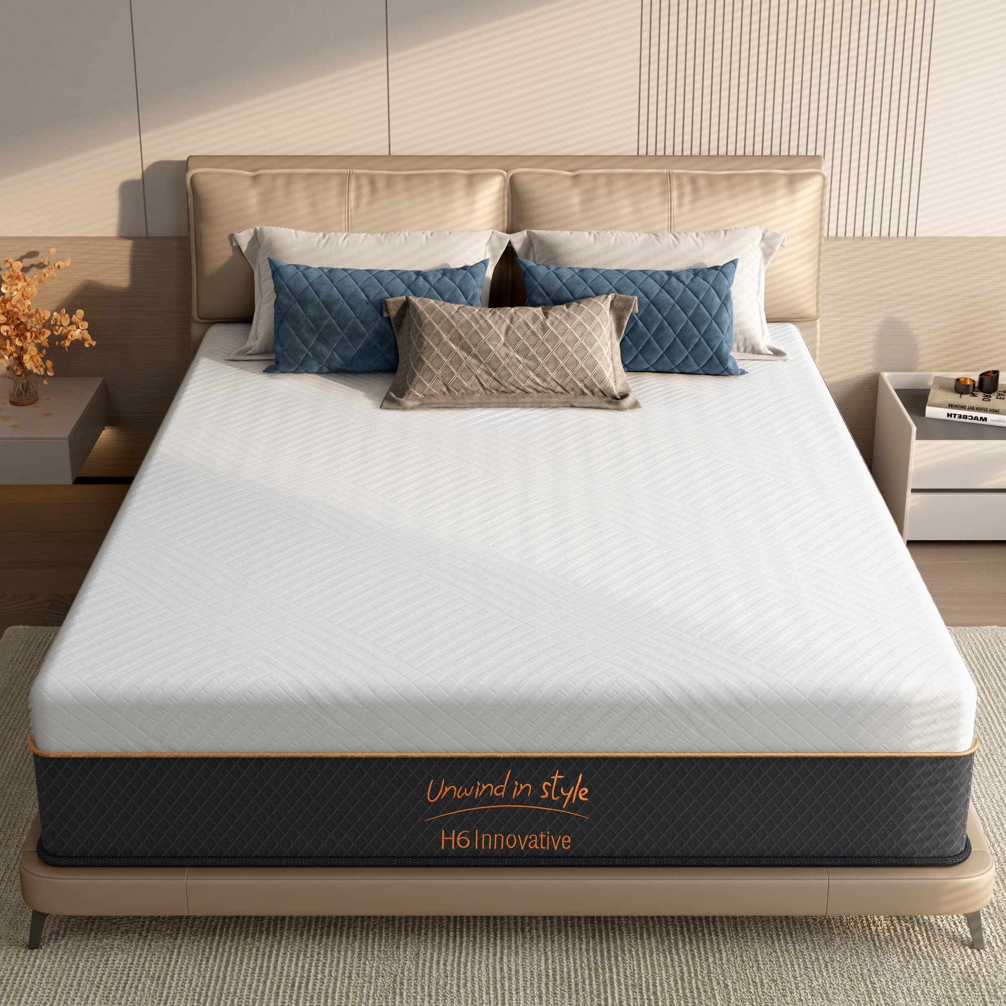 10 Inch Hybrid Mattress in a Box,King Size,Pocket Spring Mattress Medium Firm Feel with Edge Support & Motion Isolation
