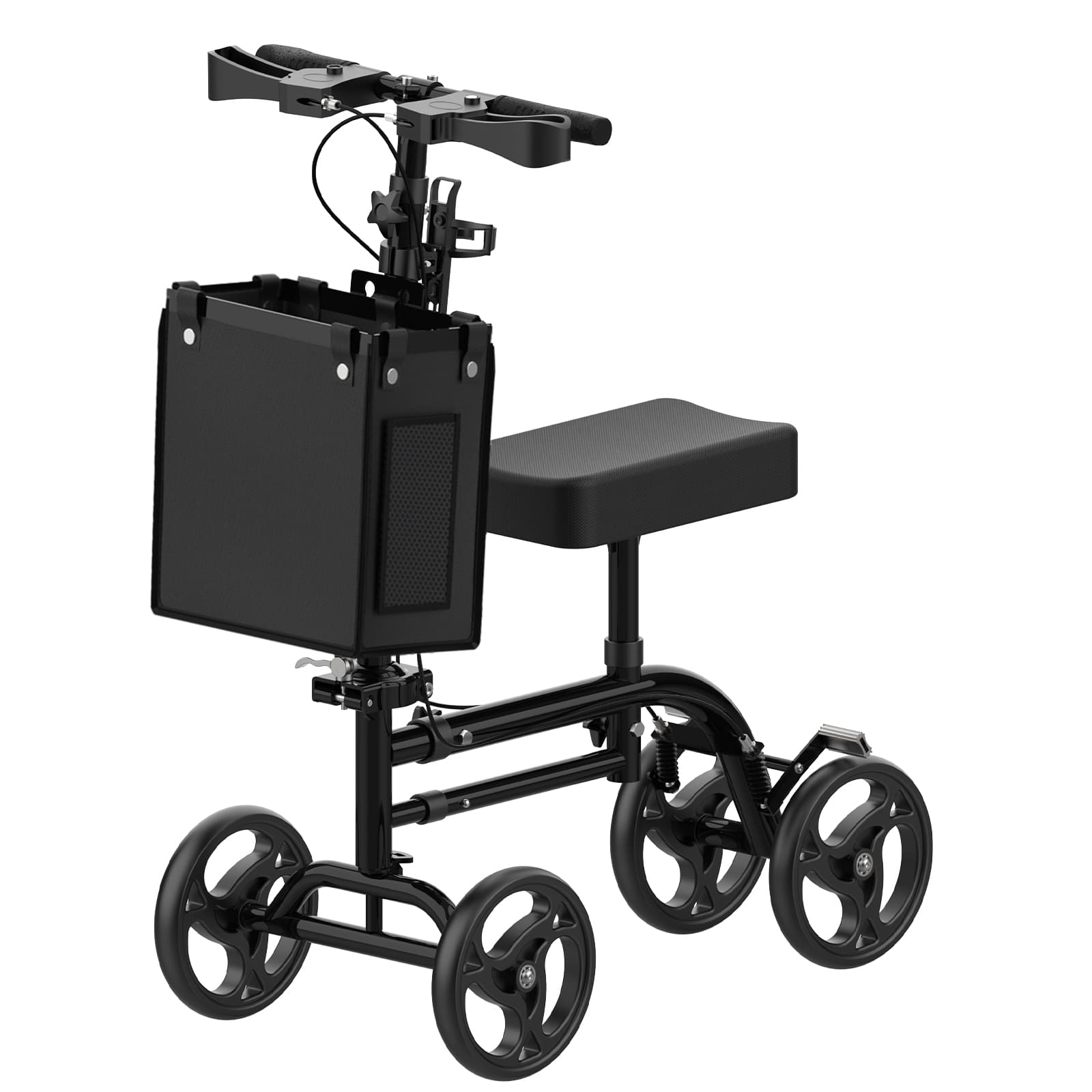 Knee Scooter for Adults, Knee Walker with 8" Wheels, Dual Brakes, Adjustable Handlebar & Knee Pad, Foldable, Bag & Cup Holder, 300 lbs