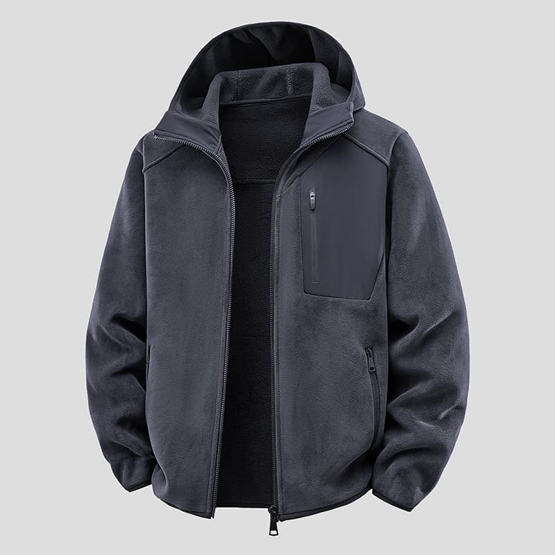 Men's Double-Sided Fleece Jacket - Thickened Warm Outdoor Hiking Coat Trekking And Mountaineering Activities