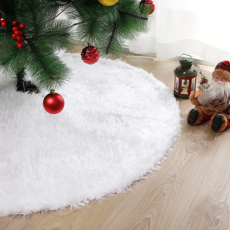 Christmas Tree Pure White Plush Tree Skirt Decoration