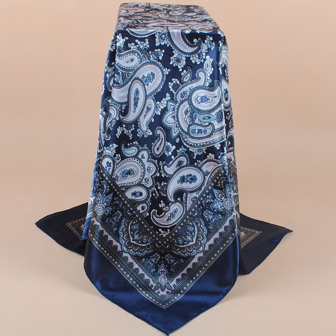 New Stylish All-Match Cashew Flower 90x90 Womens Printed Satin Square Scarf