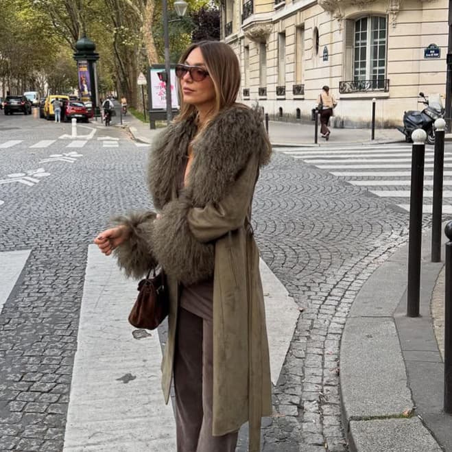 Vintage Faux Fur Collar Long Trench Coat - Women's Belted Splicing Windbreaker Outerwear Casual Winter Overcoat
