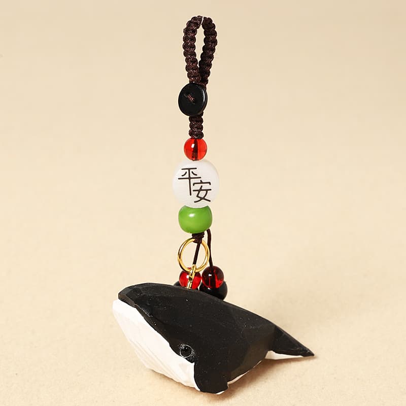 Creative Handmade Wooden Carving Whale Keychain Pendant