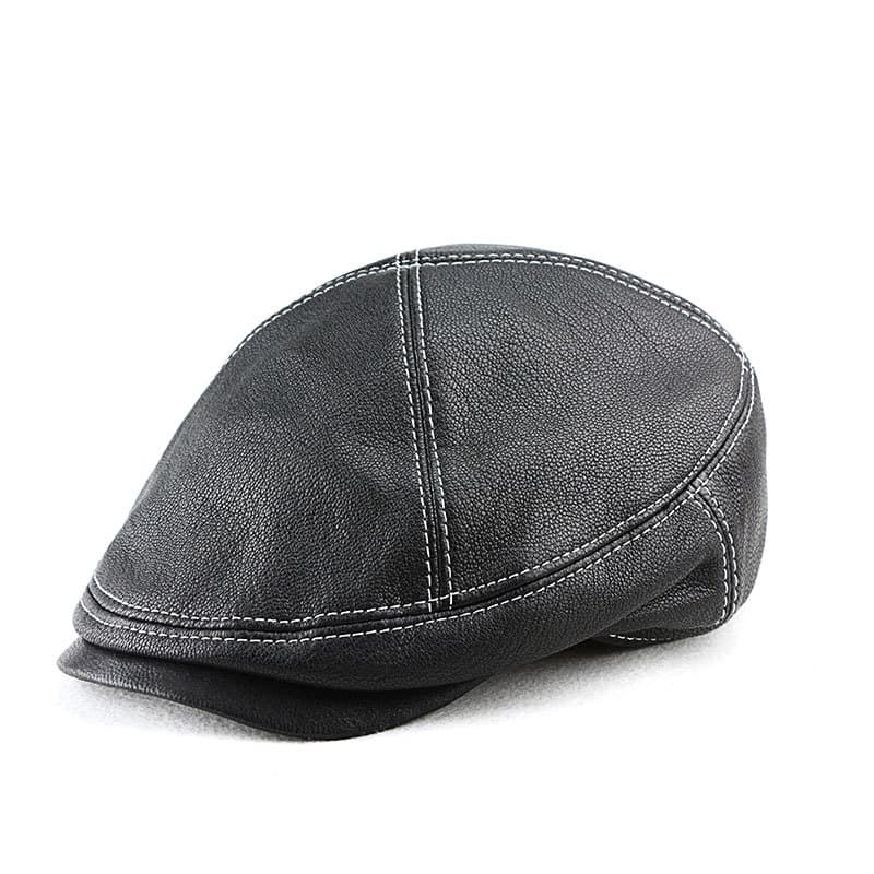 Men's Genuine Leather Beret Goat-skin Cap