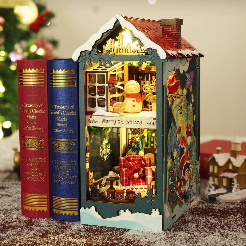 Happy Christmas 3d Three dimensional Assembly Book Stand House Miniature Model Building Toys
