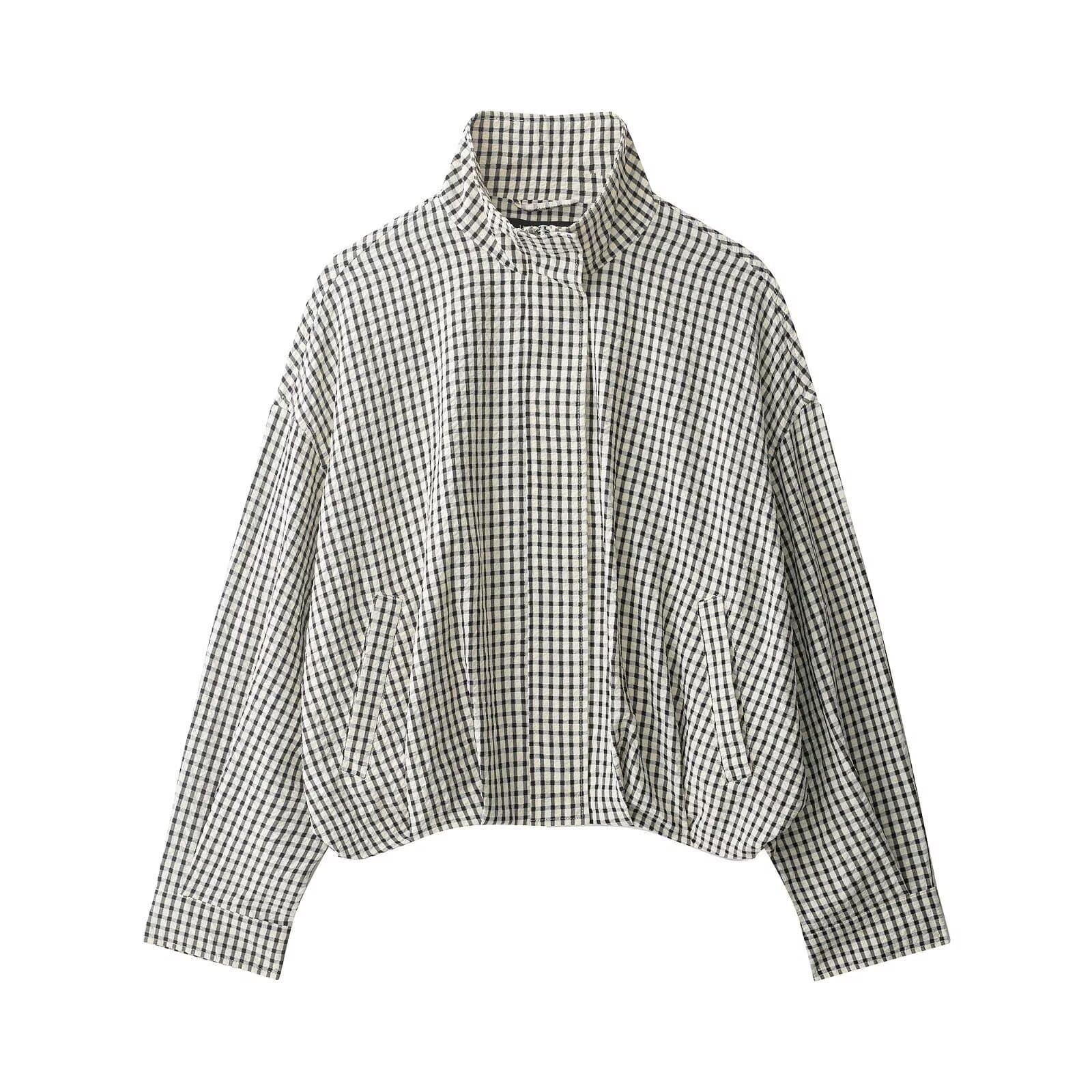Women's Commuter-style Plaid Aviator Jacket