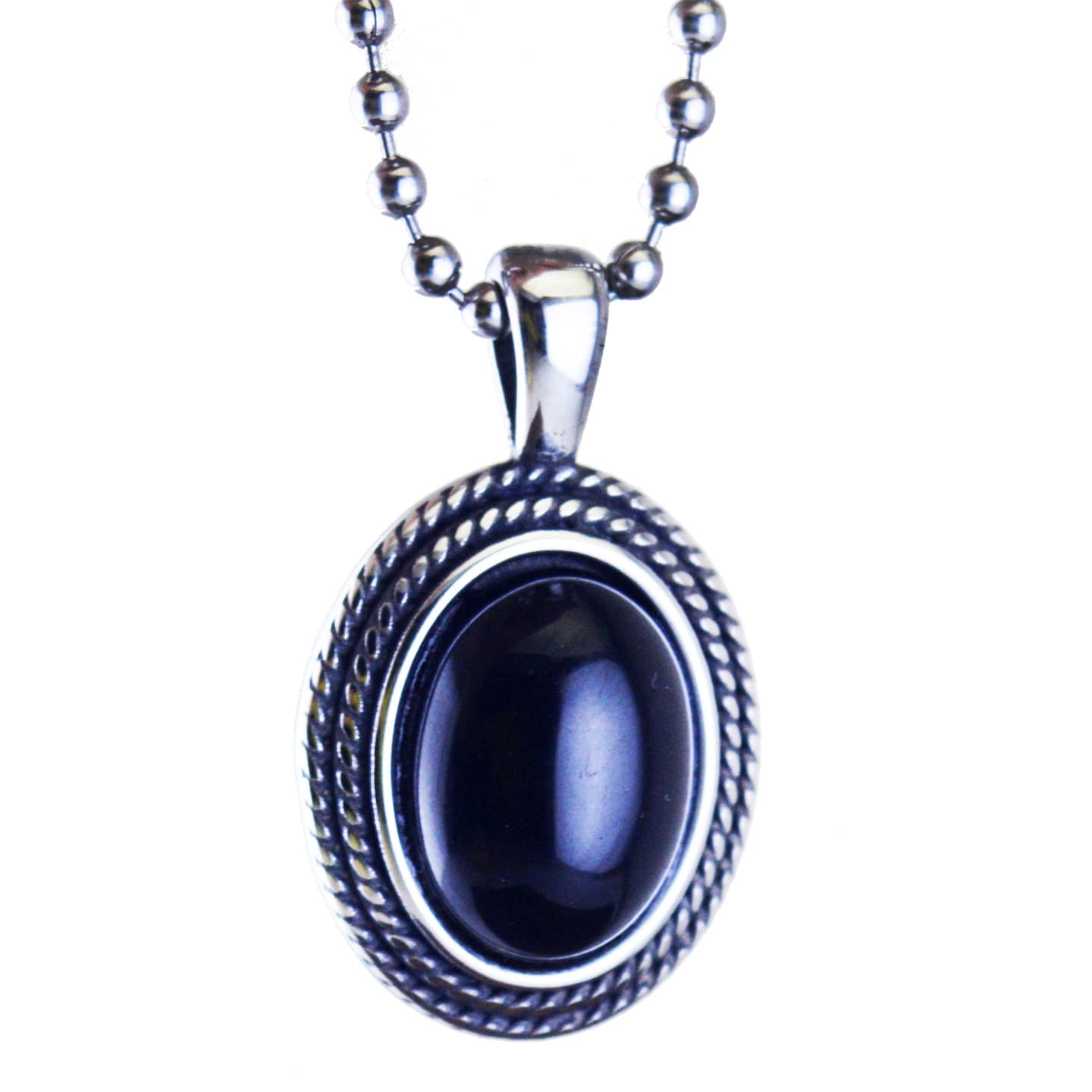 Stainless Steel Fashionable Black Turquoise Egg-shaped Pendant
