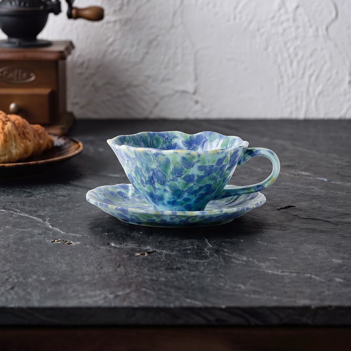 Retro-style Colorful Floral Coffee Cup And Saucer Set For Home Use