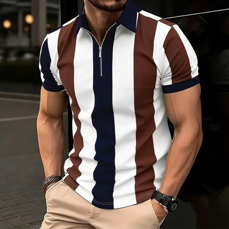 Mens Versatile Lapel-zipper Casual Top