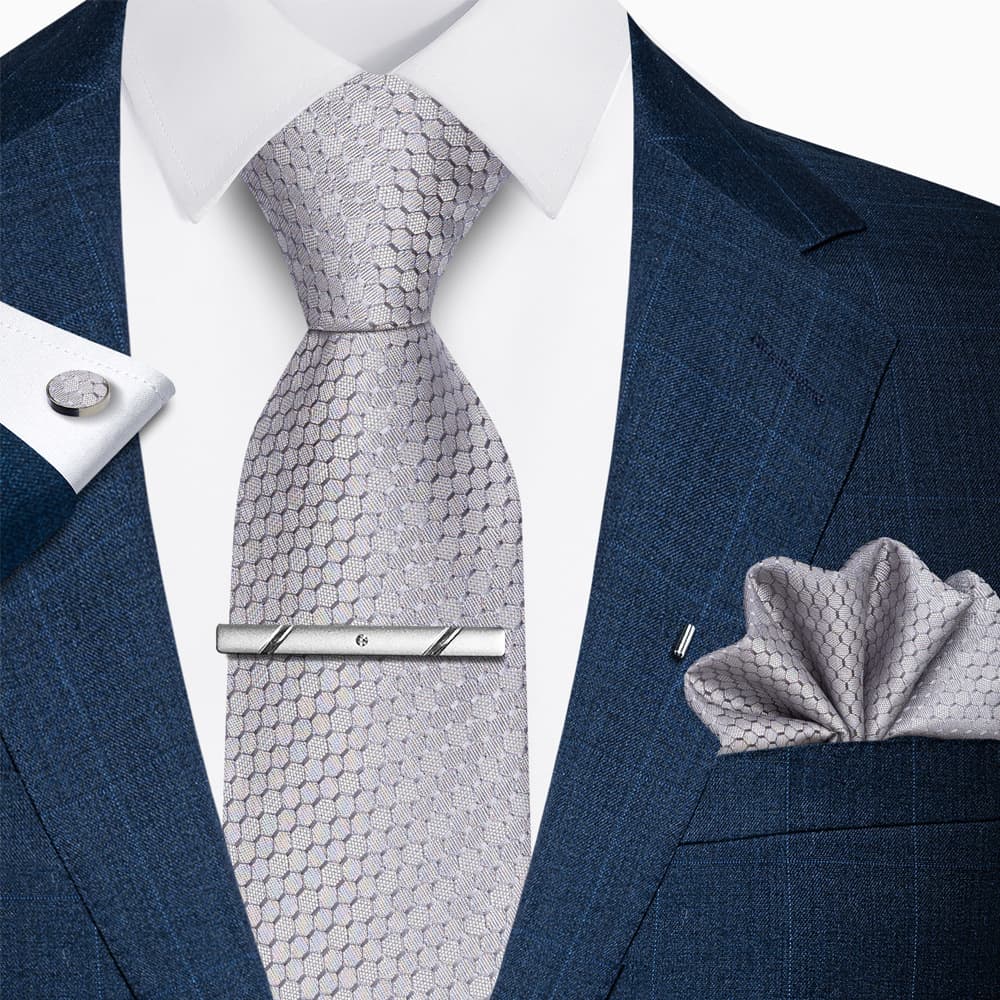 Men's Business Formal Necktie 4-Piece Set - 8cm Width Mixed Color Striped Suit Accessories with Pocket Square and Cufflinks
