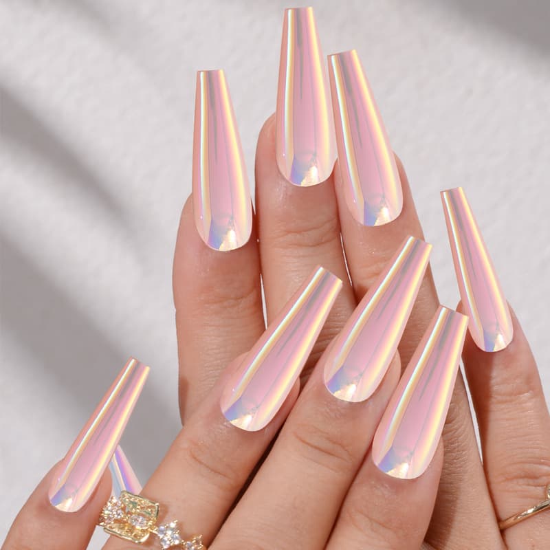 Nail Art Aurora Finished Long Stickers Laser Nail Tips