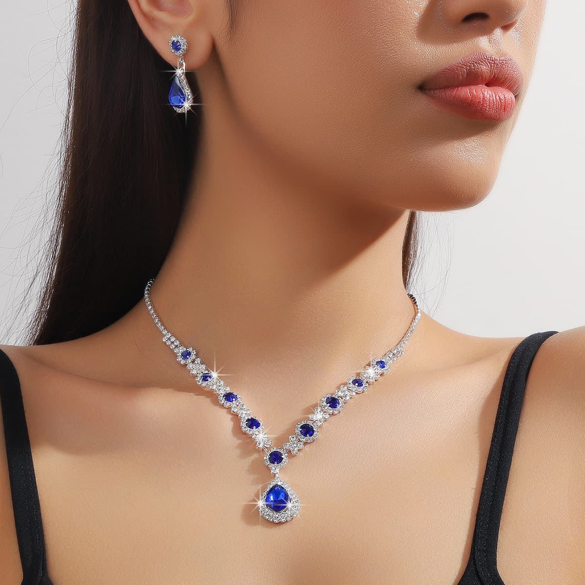 Bridal Jewelry Womens Set Cross-border European And American Crystal Water Drop